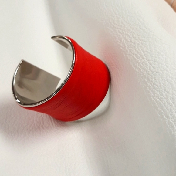 Red Lambskin Leather Cuff Bracelet/ Minimalist/ Handcrafted by J.Monique - Picture 5 of 12